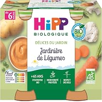 Pots Bébé HiPP Biologique P'tits Veggies - 2 Variétés Dès 8 Mois | Lot De 6 Pots De 190g