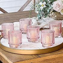 Kate Aspen Vintage geribbelde Amber Glas Theelicht & Votive
