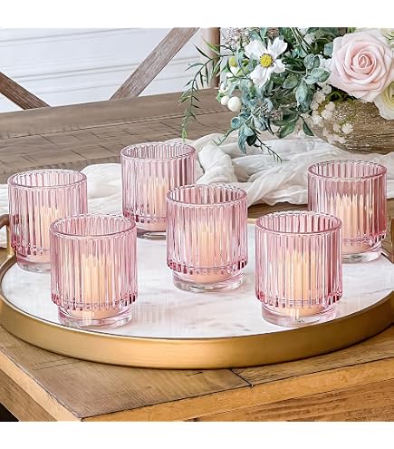 12x Rosa Votivkerzenhalter – Quecksilberglas, Für Teelichter, 5,5–6,5 Cm, Hochzeitsdeko & Wohnaccessoire