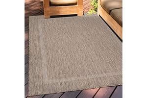 Teppium Tapis Intérieur & Extérieur Résistant aux Intempéries 160x230 cm Brun - Tapis de Balcon, Aspect Jute et Sisal Unicolor - Monochrome - Tapis Cuisine, Lavable Jardin Patio Camping