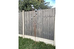 MARISSA'S GARDEN & GIFT Garden stake, silver ball+rusty pole