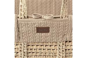 The Little Green Sheep Cable Knit Moses Basket Replacement Liner - Truffle