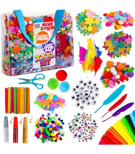 Kit Bricolage Enfant 1600+ Activités - Pipe Cleaners, Pompons, Perles Et Plus - Loisirs Créatifs