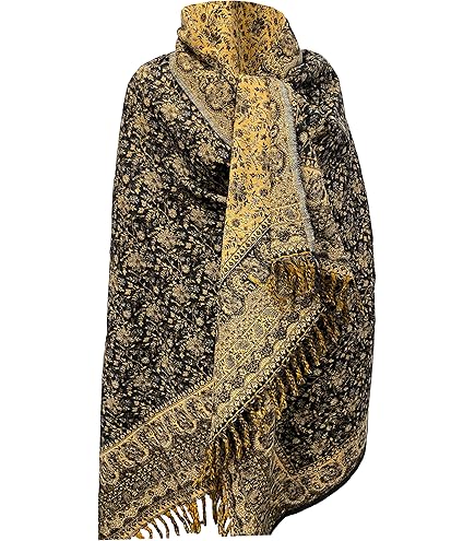 Écharpe D'hiver En Laine De Yak Pur Fabriquée à La Main Motif Feuilles