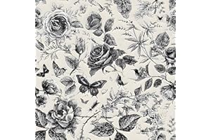 ICYEHAO Carta da Parati Floreale Nera,44 x 1000cm Carta da Parati Adesiva Bianca e Nera con Rose Fiori Uccelli e Farfalle Botanica Piante Cart Adesiva per Mobili,Camera da Letto,Soggiorno,Bagno,Cucina