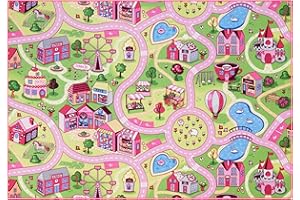 Carpet Studio Tappeto Bambini 95x133cm, Tappeto Gioco per Cameretta, Lavabile in Lavatrice, Facile da Pulire, Antiscivolo - Sweet Town