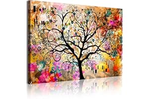 DekoArte - Cuadros Modernos Impresión de Imagen Artística Digitalizada | Lienzo Decorativo Para Tu Salón o Dormitorio | Estilo Abstracto Arte Árbol de la Vida de Gustav Klimt | 1 Pieza 120 x 80 cm