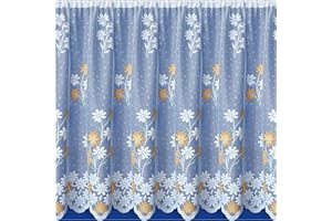Tyrone Textiles Primrose - Coloured Floral Lace Net Curtain. Sold by the Metre (Yellow/Orange/Merigold, Drop - 36" / 91cm)