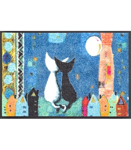 Tappeto in vinile per la casa, tappeto per interni Boho, foglie su sfondo ondulato - 60x90 cm