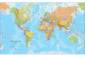 Maps International - Mapa del mundo gigante, póster político con el mapa del mundo, plastificado - 201 x 116,5 cm