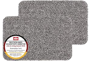 Astra Schmutzfangmatte innen waschbar 2er Set 40x60 cm – Sauberlauf anthrazit 100% Baumwolle Türmatte - Entra SAUGSTARK - rutschfeste Fußmatte pflegeleicht