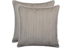 ‎BRANDSSELLER Brandsseller 2er Set Outdoor Kissen 45x45 cm – Wetterfeste Zierkissen mit Paspel in Leinenoptik – Wasserabweisende Gartenkissen & Dekokissen für draußen – Sofakissen für Balkon & Terrasse - Taupe