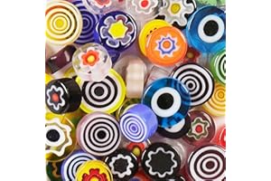 LUSSO LIA 75 Grams Mixed Millefiori Glass Pebbles Mosaics Size 8-12mm Approx 84 Pieces