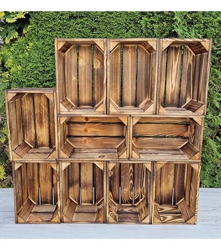 Caisse En Bois Naturel Effet Brûlé - 37 X 24 X 15 Cm, Rangement Ou Déco, Style Rustique