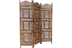 MARRAKESCH Tappeto orientale Paravento divisorio in legno Abhi Nava 150 x 180 cm alto in marrone | indiano partizione come raumtrenner o decorazione in camera o Privacy in giardino, terrazzo o balcone