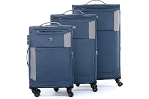 FERGÉ set di 3 valigie viaggio Saint-Tropez - bagaglio morbido leggera 3 pezzi valigetta 4 ruote girevole grigio