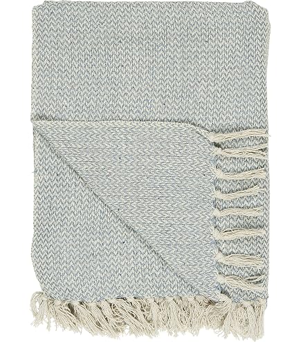 Ib Laursen Plaid Decke – Creme Mit Coral Sands & Grauen Streifen, 160x130 Cm, 100% Baumwolle