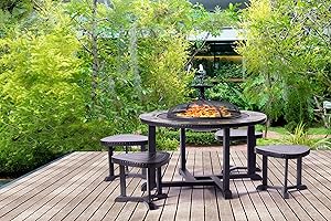 Homeology Fireology CORDOVA Garden & Patio Heater Fire Pit Brazier, Barbecue, Table & Ice Bucket