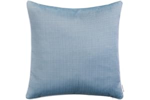 Brandsseller Coussin de jardin extérieur - Aspect lin - Résistant à la saleté et à l'eau - Avec fermeture éclair - 45 x 45 cm - Bleu