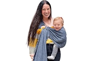 Hoppediz Ring-Sling, Baby-Tragetuch ab Geburt, 100 % schadstoffgeprüfte Baumwolle, Design Denim