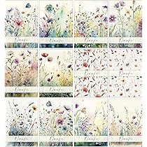 CARTE DE REMERCIEMENTS DÉCÈS 105 X 150 Dessin Fleur Aquarelle