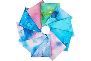Craftido 10 piezas de Tela de Algodón Fat Quarters 18”x21”(46x53cm) - Peso Medio 145g - 100% Algodón para Acolchado, Costura, Patchwork, DIY y Manualidades Artesanales - Rainbow Inks