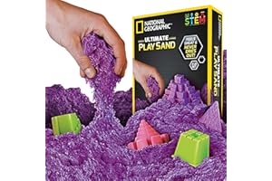National Geographic Ultimate Purple Kinetic Sand for Kids - Satisfying Kids Sand Toys with 6 Awesome Moulds and Tray | STEM Colourful Sand for Children | Creative Toys for Girls and Boys | 900g