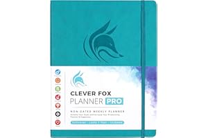 Clever Fox Planner PRO – Weekly & Monthly Life Planner to Increase Productivity, Time Management and Hit Your Goals – Organizer, Gratitude Journal – Undated – 21.5x28cm – Lasts 1 Year (Turquoise)