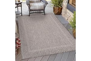 ‎HOMEBYHOME HomebyHome In & Outdoor Teppich Wetterfest Sisal Optik 140x200 cm Grau - Balkon Teppich Wasserfest, Waschbar, Flachgewebe - Ideal für Küche, Camping, Garten und Terrasse