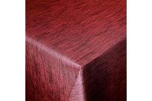 ‎DECOHOMETEXTIL Wachstuch Robuste Leinen Prägung Pro RUND OVAL ECKIG Breite & Länge wählbar Rot Eckig 140 x 200 cm abwaschbare Tischdecke Gartentischdecke