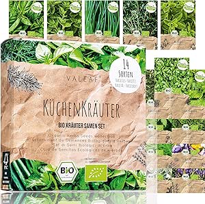 BIO Kr&auml;uter Samen Set - 14 Sorten Kr&auml;utersamen aus biologischem Anbau, samenfestes Bio Saatgut, K&uuml;chenkr&auml;uter Set f&uuml;r K&uuml;che, Balkon und Garten, 14er Pflanzen Samen Set