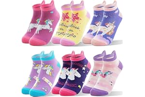 ANTSANG Kinder Lustige Socken Mädchen Sneaker Socken Kurze Einhorn Kindersocken Bunte Cartoon Baumwolle Kleinkind Socken 6 Paare