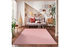 ‎CARPETTEX TEPPICH Carpettex Teppich Wohnzimmer Kurzflor Teppich Modern Einfarbig Design 160 x 230 cm Teppich Rosa - Küchenteppich Waschbar Extra Weich Flauschig - Teppich Schlafzimmer Kinderzimmer Esszimmer Flur