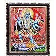 khanna maa kali/Goddess Kali/mahakali maa standing on shiva/shiv ji fighting/war Photo Frame for Wall Hanging/Gift/Temple/puja Room/Home Decor Golden Frame with Acrylic Sheet (Glass) for Worship