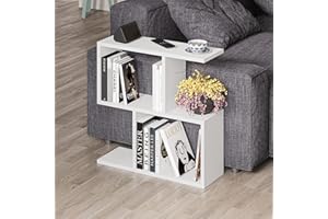 ‎HOCUS PICUS HOCUS PICUS | Moderner Holz Beistelltisch mit 2 Etagen | Vielseitiger Sofatisch, Regal-Organizer | Ideal für Büro, Wohnzimmer | 60 x 60 x 19,5 cm | Weiß