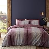 Catherine Lansfield Brushed Cotton Melrose Tweed Check Reversible Double Duvet Cover Set with Pillowcases Plum