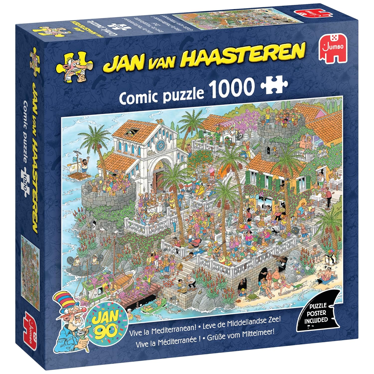 Jan van Haasteren Leve de Middellandse Zee - 1000-stukjes Legpuzzel | Grappig, Uitdagend Wimmelbeeld Puzzel Voor Verjaardag & Kerst Cadeau – FSC-gecertificeerde Zoekplaat, 68 x 49 cm