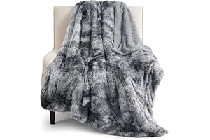Bedsure Ultramiękki koc narzuta, puszysty koc ze sztucznego futra sherpa, na kanapę, łóżko, sofę, przytulny, pluszowy, ciepły, gruby, futrzany, kudłaty, polarowy, prezent dla kobiet, mężczyzn, 50 x 60