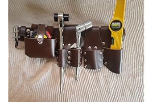 BBI LTD Scaffolding Leather BBI Tool Work Belt with Tool Set Spanner Ratchet Level TapePouch/Pockets/Frog (Belt 1921 Ratchet 716 Spanner Level Tape)