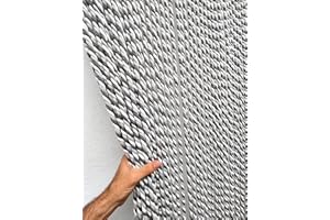 MadeInNature Tenda per porta naturale corda di cotone intrecciata di alta gamma, interna ed esterna, larghezza 90 cm x lunghezza 200 cm, diversi modelli (grigio chiaro, grigio scuro, bianco 54 fili)