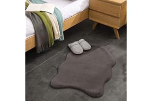 ‎TEPPICH WÖLKCHEN Teppich Wölkchen Fellteppich, Kunstfell Teppich Waschbar, Hasenfell Imitat, Kaninchenfell, Kurzfell - Fell Sitzkissen Stuhlkissen, Fell für Stühle, Kunstfell Stuhlauflage - Dunkelgrau - Fell 55x80cm