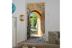 murimage Carta Parati Porta Cascata 86 x 200 cm Include Colla Fiume passerella cancello Foresta Jungle Lago Pietre 3D fotomurali Poster Gigante Wallpaper