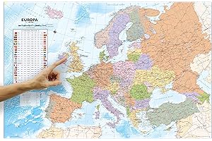 ‎ORBIT GLOBES & MAPS ORBIT GLOBES & MAPS - Politische Europakarte in deutsch als Poster, Karte von Europa ca. 90x60cm: Maßstab 1:7.000.000 Mio, Landkarte Europa mit Flaggen und Einwohnerzahlen, Stand 2025
