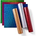 Vinyle Thermocollant 3D Cricut - 5 Feuilles 30.5x30.5 Cm (noir, Blanc, Or, Argent, Rouge) - Effet Mat Surélevé