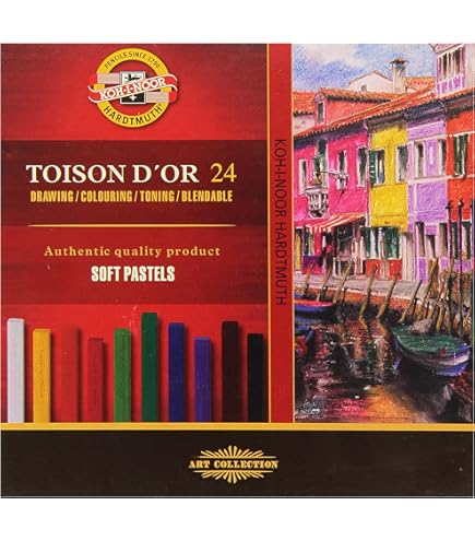 Koh-I-Noor Toison D'Or Artist Quality Round Half Soft Pastel - Set of 48 - Assorted Colours