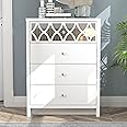 Galano Iris 4 Drawer Chest – Modern Cabinet with 1 Mirrored Drawer – Organizers and Storage for Bedroom, Console for Entryway, Hallway, or Living Room – White