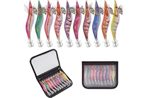 SHADDOCK Lot de 10 leurres de pêche lumineux en forme de calamar, leurres de pêche en eau salée, leurres de crevettes, appâts durs, leurres de pêche artificiels phosphorescents pour poulpe seiche