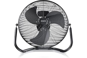 Brandson - ventilador de suelo estilo retro 120 Watt - ventilador industrial 50cm - alto flujo de aire - inclinable y versátil - negro mate