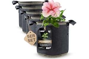 DIYER lohag® Premium Vliesstoff-Pflanzsack - 4 Liter, 5er Pack | Perfekt für Kräuter, Blumen, Gemüse & Zimmerpflanzen | Robuste, Wiederverwendbare Pflanzbeutel - Die Gesunde Alternative zum Blumentopf