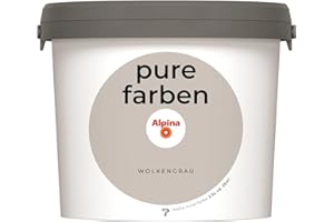 Alpina pure farben Wandfarbe – Wolkengrau – strapazierfähige und atmungsaktive Innenfarbe – ergiebig, gut deckend & reinigungsfähig – 2,5 Liter